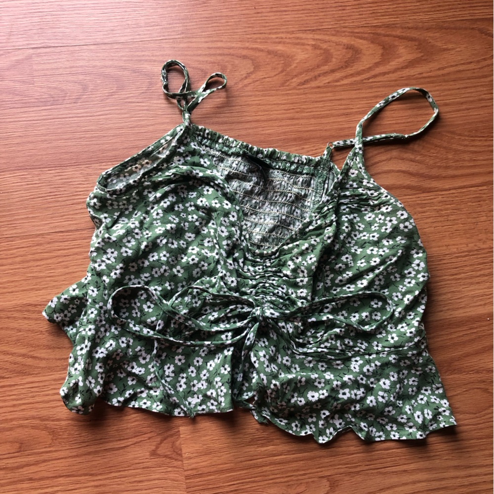 wild fable Green Floral Ruched Cami Top